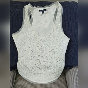 American Eagle Sequined White Tank